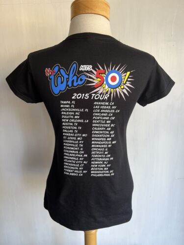 THE WHO (2015) Official Women's "The Who Hits 50" US Tour Dates T-Shirt Sz Small - Picture 3 of 6