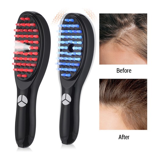 Electric Vibration Massage Comb Red Blue Light Therapy Hair Massager Machine - Picture 15 of 17