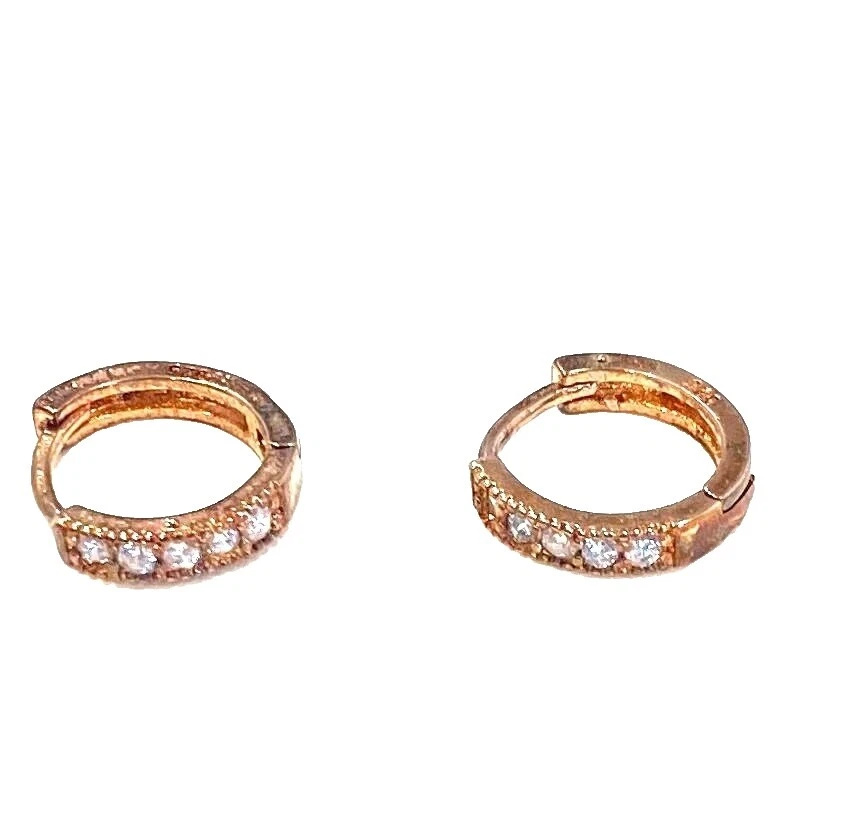 Aro De Cristal Pendientes de Moda enchapado en oro rosa