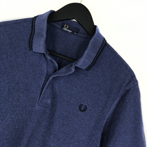 Men's Fred Perry Polo Shirt Navy Blue Short Sleeve Shirt Size M