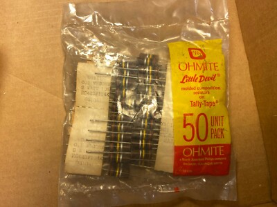 50 NOS Ohmite 100k ohm 2 watt 2W Carbon Comp Resistors 10% TESTED (full bag)