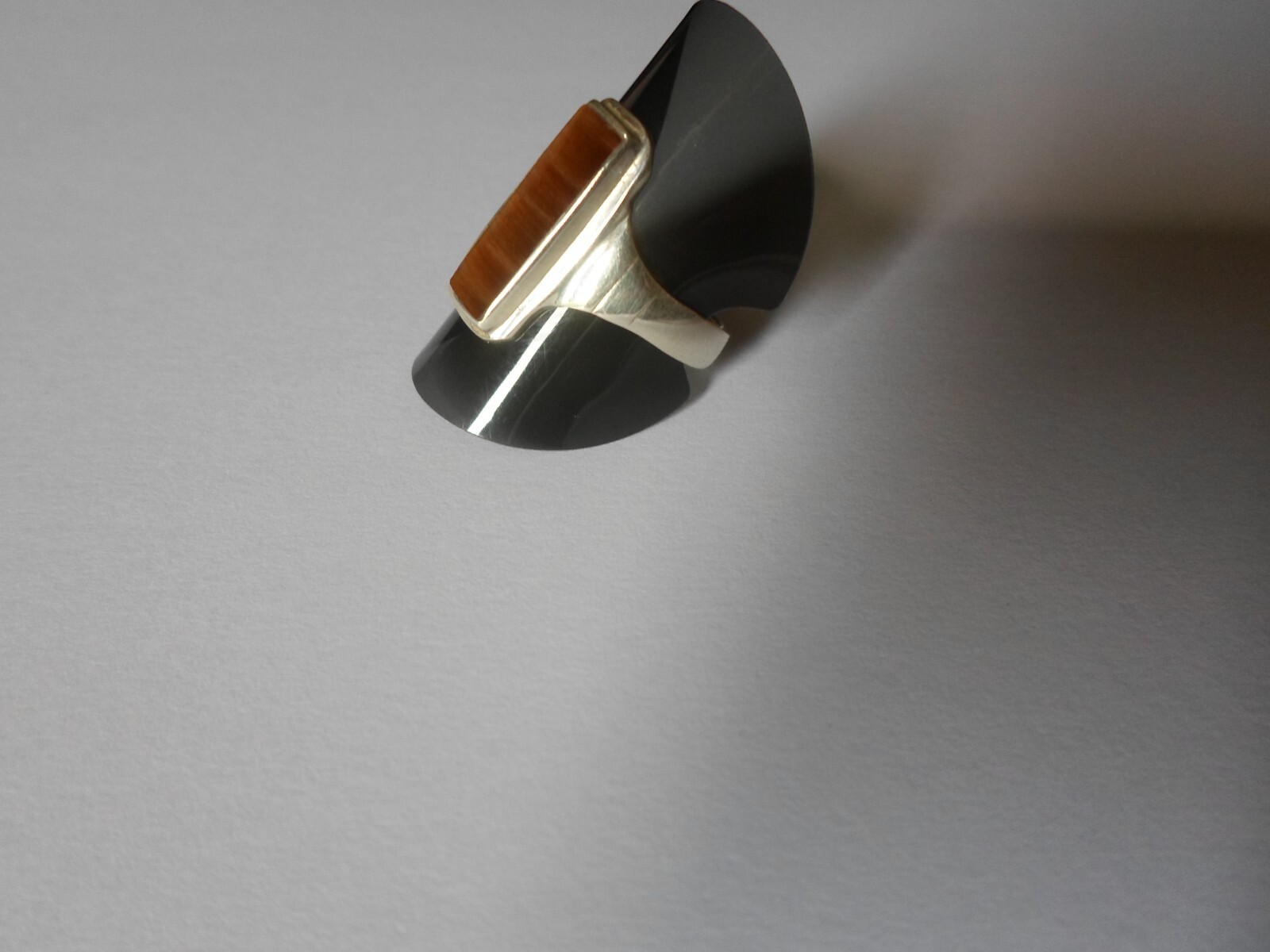 solid silver ring, tiger eye rectangle, size 58 - image 7