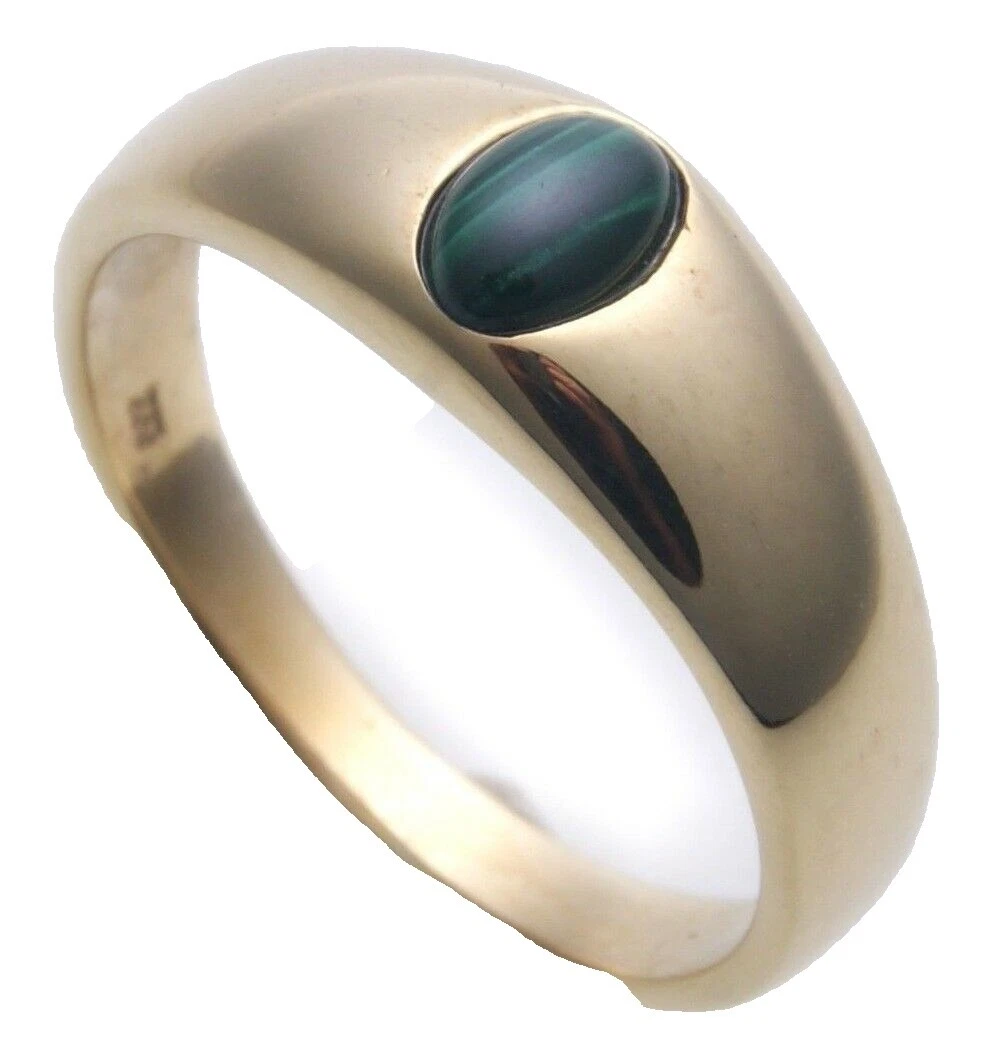 Malachite Yellow Gold Rings for Men