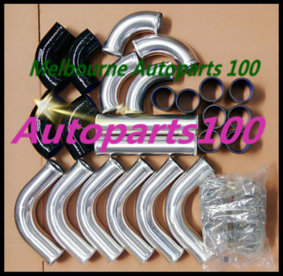 2.5'' 63mm Aluminum Universal Intercooler Turbo Piping + Black hose+ T-Clamp kits