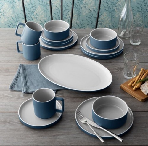 NORITAKE ColorTrio 11" Dinner Coupe Plates Blue - G003 (SET OF 4) NEW w/TAGS - Picture 7 of 13