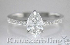 Diamond Solitaire Engagement Ring Pear Shape Certified D IF VG 1.16ct Platinum
