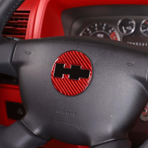 Red Carbon Fiber Car Steering Wheel Logo Trim Ring Sticker For Hummer H3 2005-09 - Picture 5 of 11