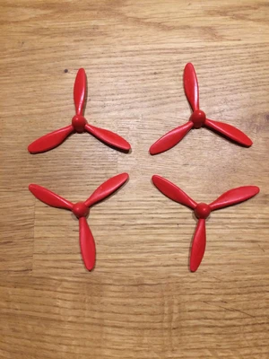 4 Hélices tripale plastique Rouge pour Avion Joustra Croix du Sud - Photo 1/4