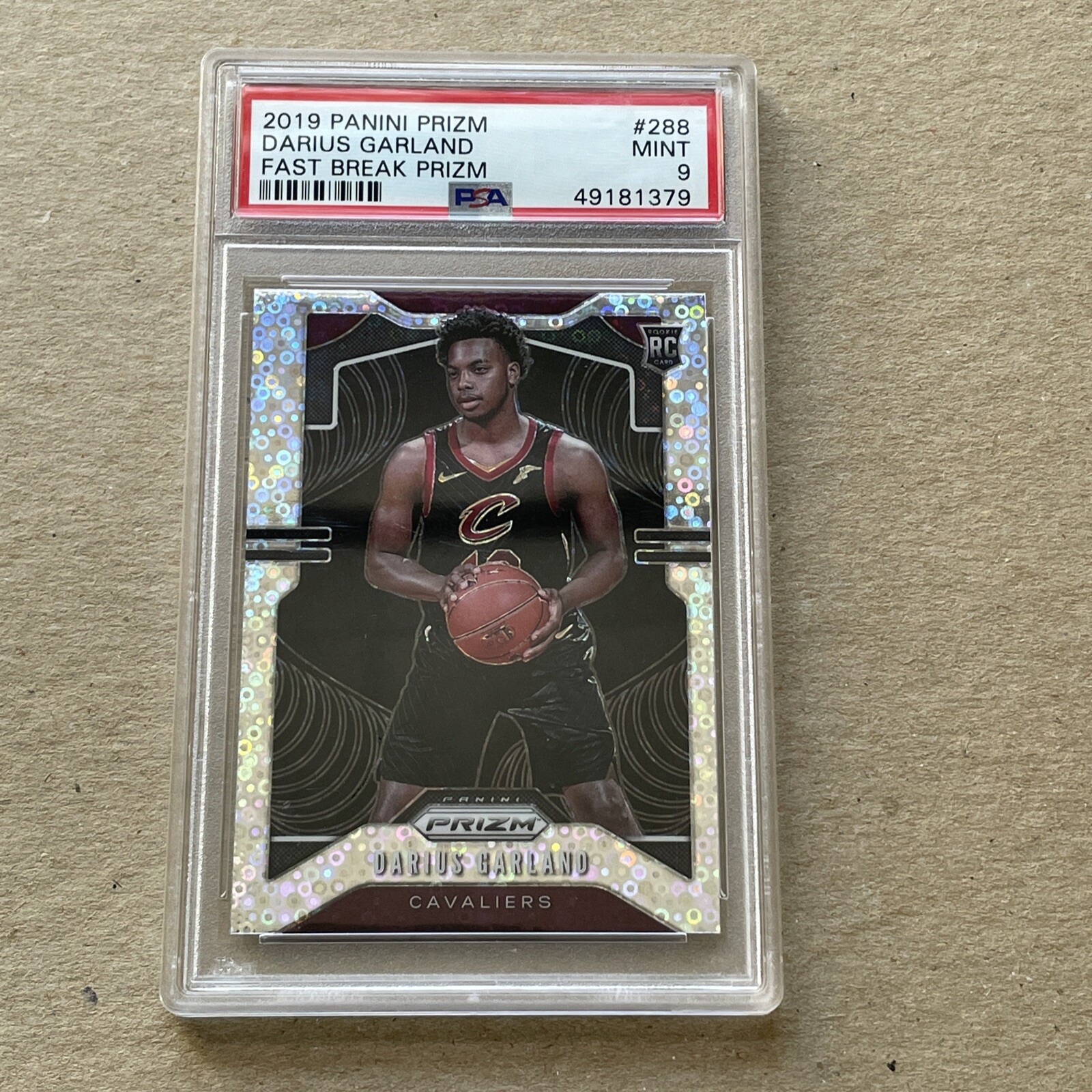DARIUS GARLAND 2019-20 Prizm Fast Break Silver Disco Parallel RC #288 PSA 9