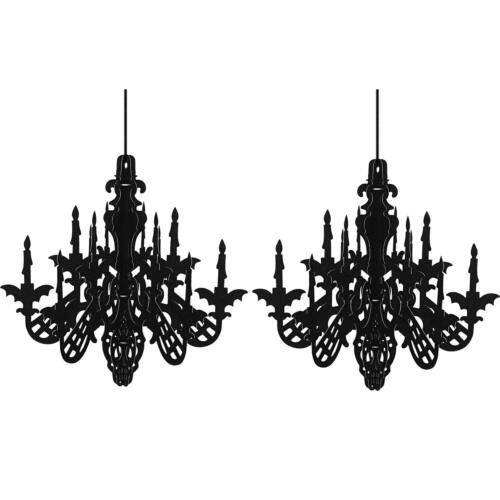 Halloween Black Chandelier Hanging Decoration Haunted House Ceiling 2 Set Kit