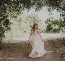 New BHLDN Sadia Floral Embroidered Maxi Dress Oyster sz 2