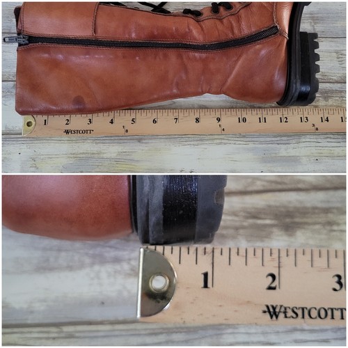 Oliver Lace-Up Side Zip Leather Tall Military Combat Boots EU 36/US 5-5.5 Brown - Picture 14 of 14