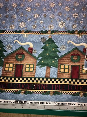 Mumm s The Word Double Woodland Pine Tree Lodge Border 1/2 Yard Cotton Fabric
