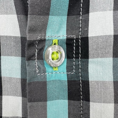 Hugo Boss Shirt Mens Large Turquoise Check Plaid Green Label LS Smart Casual Top - Picture 3 of 20