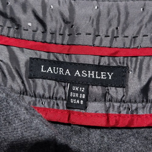 Laura Ashley Dark Grey High Rise Straight Leg Smart Wool Trousers - Size 12 - Picture 3 of 12