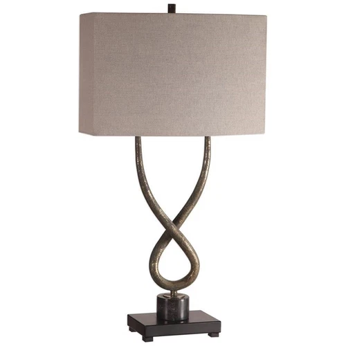 Uttermost Talema Steel and Marble Table Lamp in Aged Silver and Light Beige - Picture 3 of 5