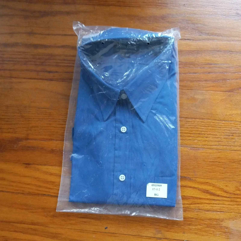 Camisa John Blair Hombre 17.5 Azul Vestido Clásico Botones Nueva Foto 2 de 4