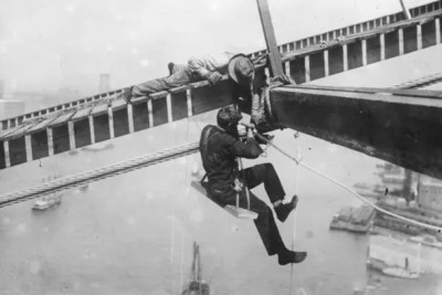 Bauarbeiter Brückenbau 1925 4x6 Foto 