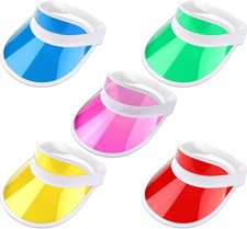Pack Of 5 Neon Unisex Womnens Sun Visor Hats For Golf Festivals Outdoors Parties