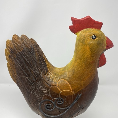 Three Wooden Rooster/Chicken Carved Decorative Figures Farm Decor Collection - Picture 19 of 24