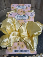 The Vintage Cosmetic Company Yellow Satin Hair Scrunchies 2-Pack NEW (4 Total)