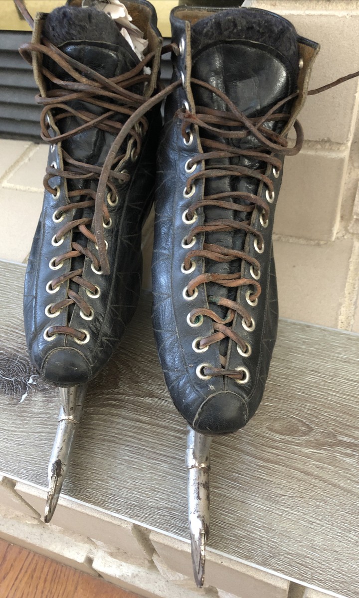 Vintage Starr Mfg REX Ice Skates Size 7.5‎ Black Brown Leather Canada Senior 1920 main image 3