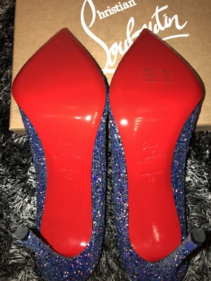 Escarpins Louboutin Pigalle Follies 100 - Paillettes Bleu Dragonfly, Taille 42, Neufs Avec Boîte