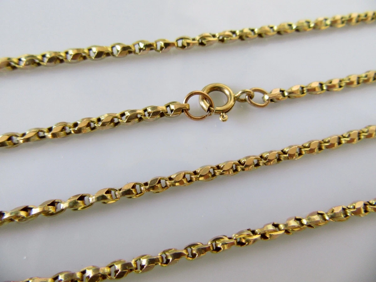 9ct Gold Necklace 9ct Yellow Gold Faceted Belcher Chain 23 inches