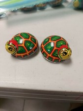 Pair of Vintage Koyo Litho Tin Turtle Friction Toy Made in Japan Great Condition
