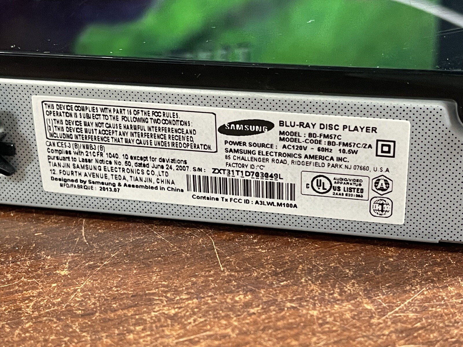 Samsung Bluray Player BDFM57C DVD Disc WiFi Dolby HDMI No Remote