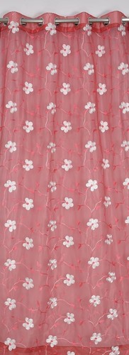 New 2 Piece Embroidery Floral Work Window Curtain Set - 5 feet - Picture 3 of 4