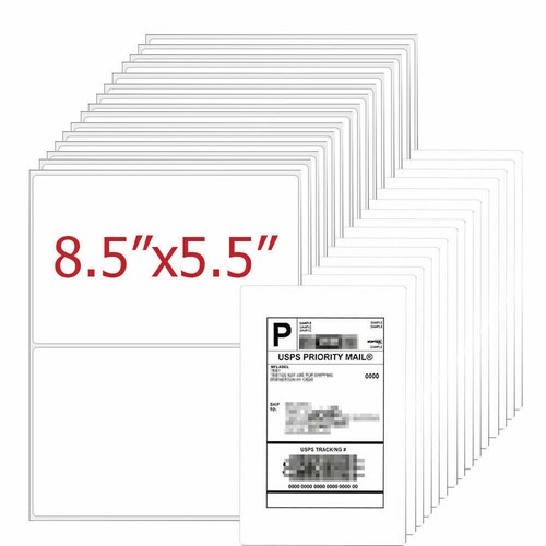 200-1000Etichette Angolo Arrotondato 8,5"x5,5" Etichette Spedizione Mezzo Foglio Autoadesive - Foto 3 di 12