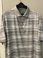 Hickey Freeman mens Polo Shirt XL Golf GRAY STRIPE Short Sleeve Stretch