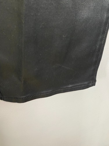 NYDJ Marilyn Straight Black Coated Faux Leather Pants Size 12 Mid-Rise Lift Tuck - Picture 2 of 11