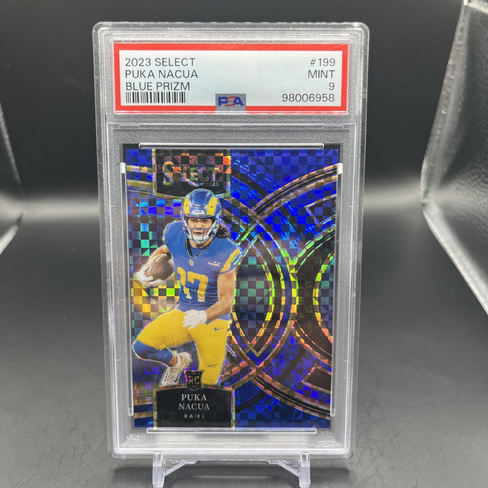 2023 Panini Select - Premier Level Puka Nacua #199 Blue Prizm 86/149 (RC)