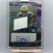 2023 Panini Spectra - Rookie Patch Autographs Jayden Reed #218 Soft Corner