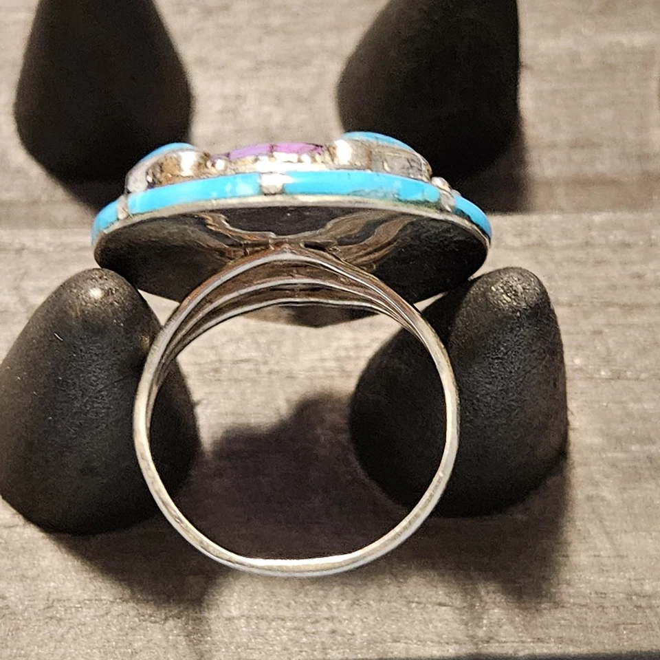 Sterling Silver With Purple Turquoise & Sleeping Beauty Turquoise Size 10 - Image 3 of 4