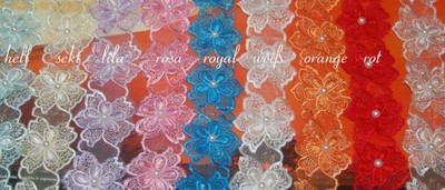 Applikationen Blüten mit Strass oder Perlen weiß gold silber grün blau rot rosa