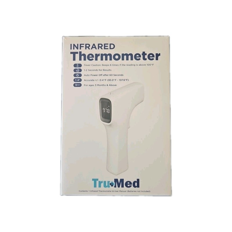 TruMed Contact-Less Infrared Forehead Thermometer for Adults & Kids W/Batteries 