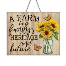 Farm Family Front Door Sign, Spring Summer Flower Heritage Future Sunflower