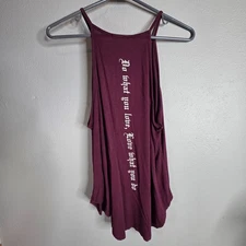 Dirtee Laundry Womens Maroon Tank Top Size M Happy Graphic Shirt