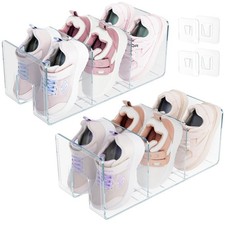 Acrylic Shoe Rack Organizer 3-Section, Shoe Organizer for Closet, 2 Pack Baby...