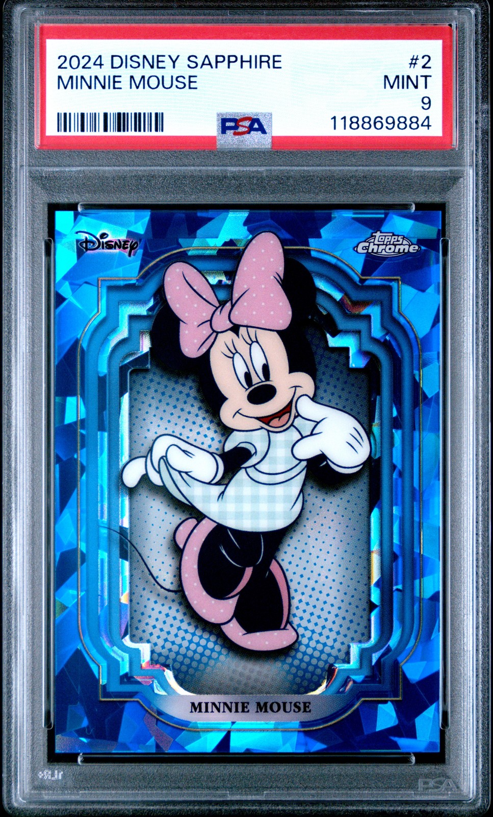 2024 TOPPS CHROME DISNEY SAPPHIRE EDITION #2 MINNIE MOUSE PSA 9