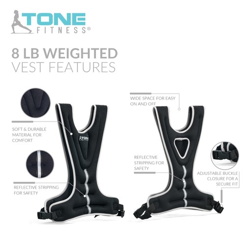 8lb Weighted Vest, Black - Picture 3 of 7