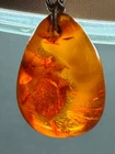 NATURAL OLD ANTIQUE COGNAC BALTIC AMBER PENDANT 5,3 gr. WITH CHAIN