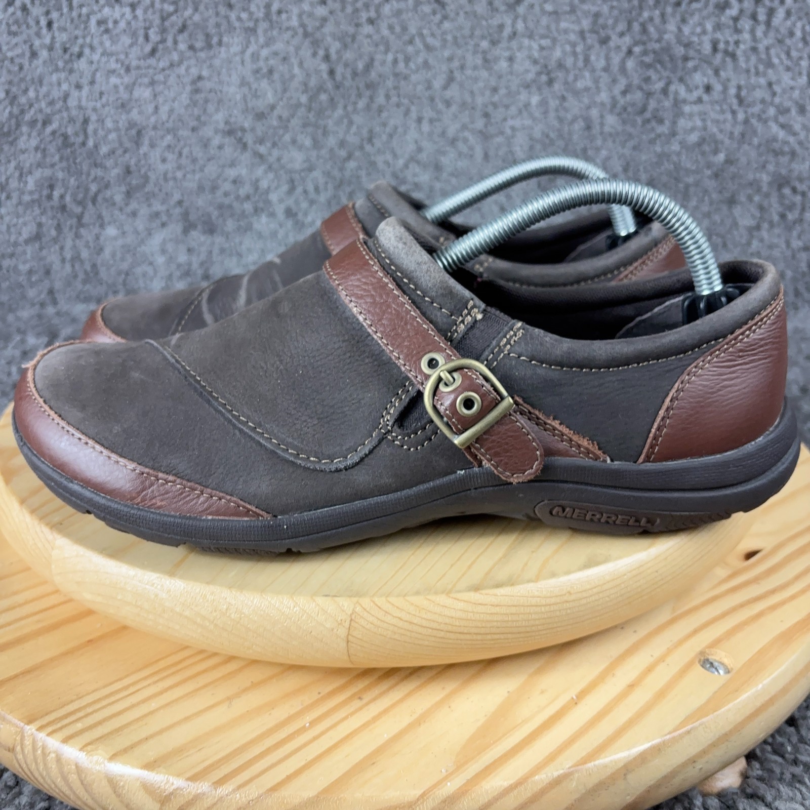 Mocassino Merrell Scarpa Dassie Slip On Fibbia Donna Taglia 11 Ballerine Pelle Marrone