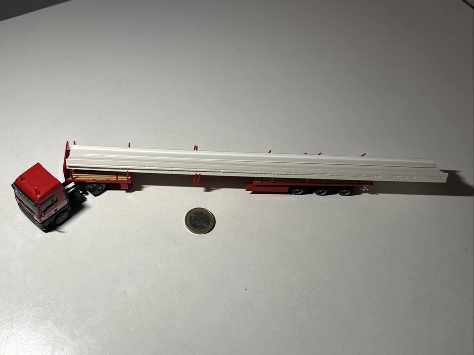 M731 Herpa MAN Noteboom Colonia Spezialfahrzeug Tieflader Schwerlast mit Ladung - Bild 3 von 4