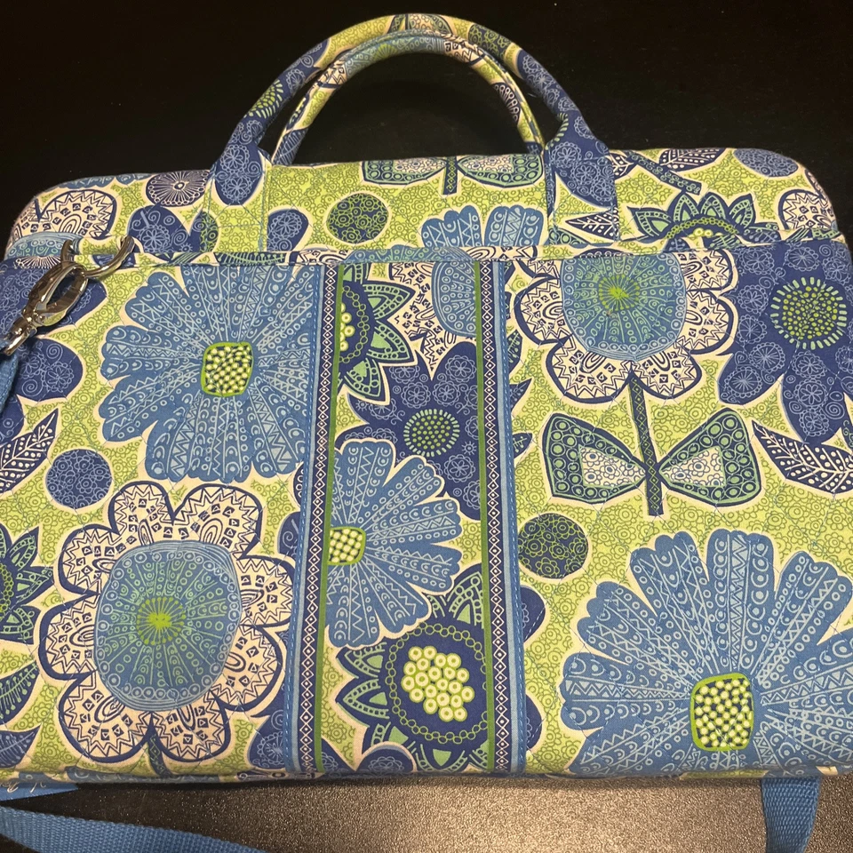 Vera Bradley Bolso Rígido para Computadora Portátil Margarita Floral Verde Azul Foto 3 de 4