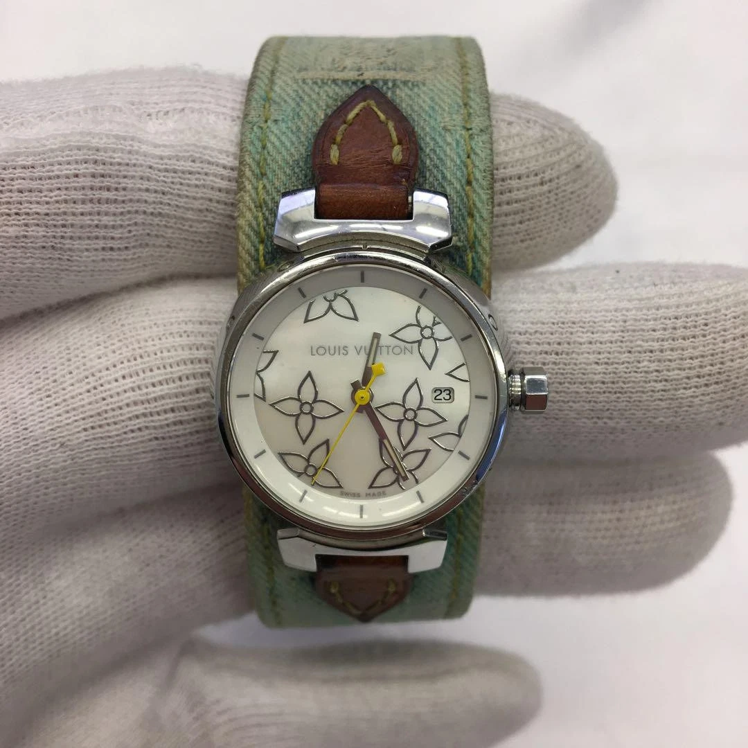 LOUIS VUITTON（LV） Orologio al quarzo Louis Vuitton Tambour Q121C quadrante bianco conchiglia 21 cm 8 3 pollici funzionante