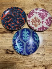 Set of 3 Tracy Reese 7" Art Decorative Plates - Vibrant Colorful Patterns